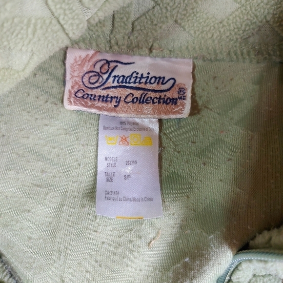 TRADITION Vintage moss green 1/4 zip textured fleece pullover sweater fit M - Picture 7 of 7